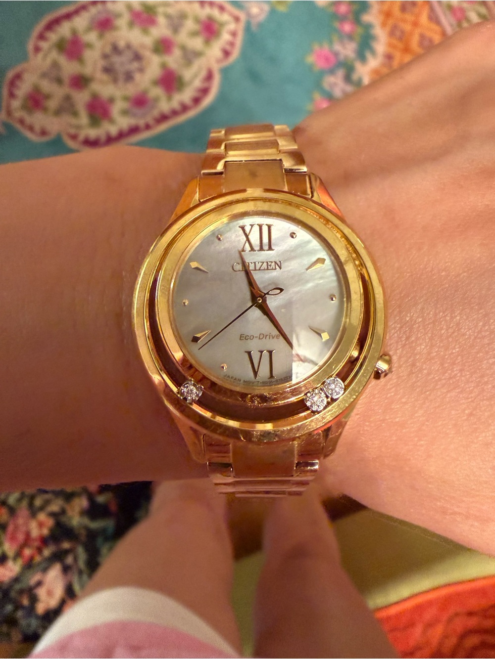 Citizen Gold-Tone Watch with Mother-of-Pearl Dial and diamond Accents